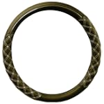 Deluxe Stitch Design Vinyl Car Truck SUV Steering Wheel Cover - Black & Silver