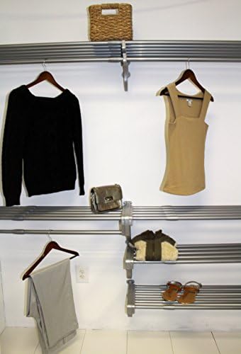 EZ Shelf - Reach-in Closet Kit - up to 10.1 ft. of Hanging &amp; 20 ft. of Shelf Space - Silver