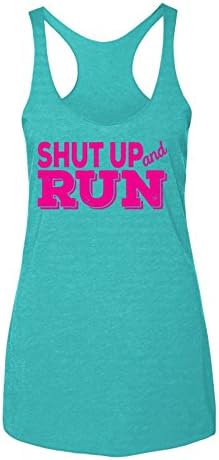 Moxie Fitness Apparel Shut Up &amp; Run Tank Top (M, Vintage Turquoise)