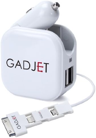 Universal Charge & Sync Cable with GADJET 3-in-1 adapter and Dual USB 2-in-1 Home/Car Charger for use with iPhone 3G/3GS/4/4S/5, iPad(1st Generation, 2nd Generation, 3rd Generation, 4th Generation & iPad Air), iPod Touch, iPad Mini, iPod Nano, iPod Classic, Samsung Galaxy S2/S3/S4/Note and other Android Device