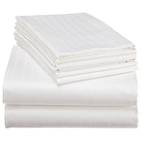Alok International 450-100001 450 Thread Count Cotton Tuxedo Stripe Sheet Set, Full, White