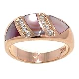 14K Rose Gold, Pink Mother of Pearl and Diamond Ring