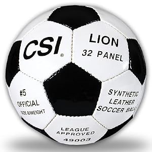 CSI Black and White Synthetic Leather Size 5 Soccer Ball
