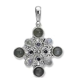 Sterling Silver Lustrous Moonstone & Iolite Pendant by Sajen