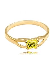 10k Yellow Gold KidS November Yellow Green Cubic Zirconia Birthstone Ring Bfly