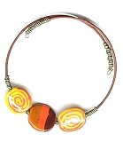 SilverChicks Choker Necklace - Warm Tone Kazuri Beads