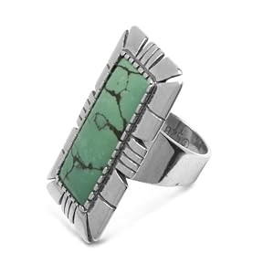 Carolyn Pollack Sterling Silver Green Turquoise Rectangle Ring