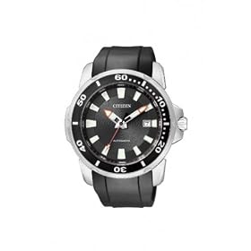 Citizen - NJ0011-01E - Montre Homme - Automatique - Cadran Noir - Bracelet Caoutchouc Noir