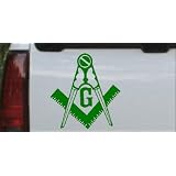 6in X 6.5in Dark Green -- Masonic Square and Compass Car Window Wall Laptop Decal... by Rad Dezigns