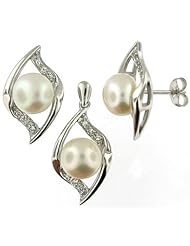 Sterling Silver and Freshwater Pearl Earring and Pendant Set