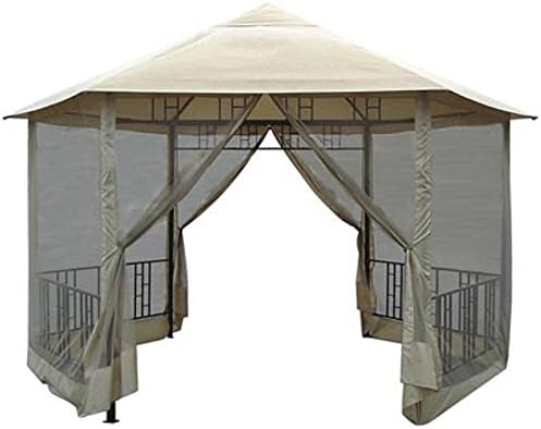 Hexagon Gazebo with a Rust Resistant Powder Coated Metal Frame and Insect Screen
