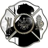 Firefighter Maltese Cross Silhouette Decal 6" Reflective