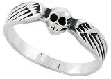 Sterling Silver Winged Skull Ring (Available in Sizes 6 to 10)