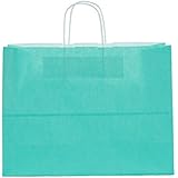 Premier Packaging AMZ-204203 12 Count Colors on White Shopper Gift Bag, 16 by 12.5-Inch, Turquoise