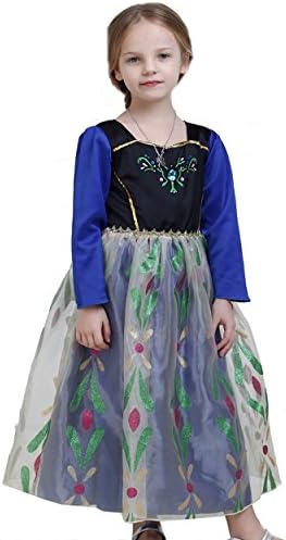 Santana Fashion Girls Snow Queen Elsa Anna Costume Snow Princess Dresses (US-7/8, Anna)