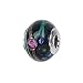 Zable(tm) Sterling Silver Black with Flowers/Multicolor Murano Glass Bead / Charm
