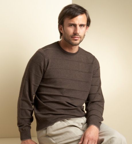 Big & Tall Pure Merino Stripe Crew Neck Jumper