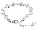 Sterling Silver Clear Swarovski Crystal 7" 7.5" 8" Length Adjustable Bracelet With Lobster Clasp