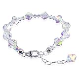 SCBR114 Silver Clear Swarovski Crystal 7 7.5 8 Length Adjustable Bracelet With Lobster Clasp