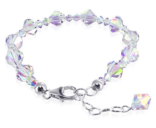 Sterling Silver Clear Swarovski Crystal 7 7.5 8 Length Adjustable Bracelet