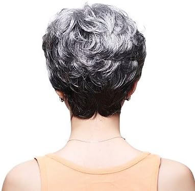 HI GIRL New Style Fashion White Grey Short Old Women's Hair Full Wig Free #2