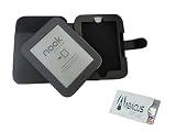 Black Leather Folio Case Cover for Barnes and Noble Nook Simple Touch E-reader (Comes with a Secure Credit Card Sleeve)
