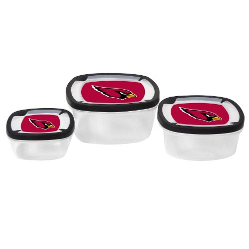 NFL Arizona Cardinals Nesting Square Containers, 7.2-Cup; 3.5-Cup; 2.1-Cup,  Clear, Piece of 3