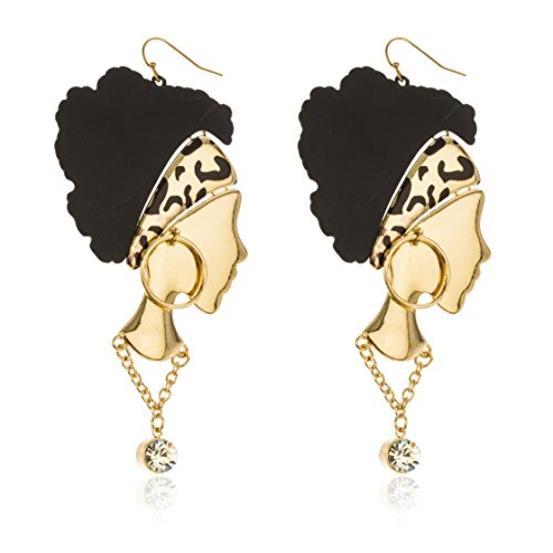 Goldtone with Leopard Fashionable Woman Dangling Earrings