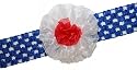 New Red White Blue Pom Pom Bow Infant Toddler Baby Stretch Headband ~ Perfect for July 4th!