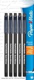 Paper Mate Erasermate Stick Medium Tip Ballpoint Pens, 5 Black Ink Pens(3163558PP)