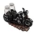 DWK Vintage Black Motorcycle Figurine Spice Holder with Refillable Salt and Pepper Shakers | 3 Piece Salt and Pepper Shaker Set | Home Table Decor Motorcycle Gift - 7