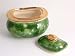 Hand decorated covered trinket green