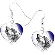 Heart Moon Howling Wolf Earrings