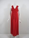 IMAGE OF Alberto Makali womens red ruffled trim v neck knit maxi dress L