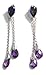 Sterling Silver Amethyst Post Earrings with Double title=