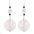 Earrings With 57.50ctw Precious Stones - Genuine Onyxes, Freshwater Pearls and Quartz Crafted in 925 Sterling silver. Total item weight 19.0g Length 76.5mm