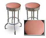 2 24" Peach Vinyl Specialty / Custom Barstools Set