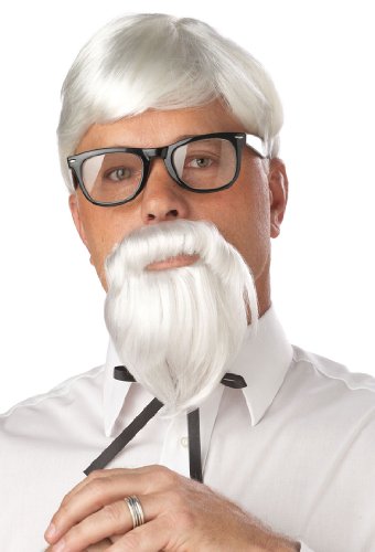 White Colonel Wig and Moustache