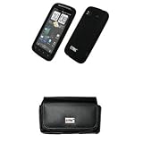 EMPIRE Black Leather Case Pouch with Belt Clip and Belt Loops + Black Silic ....