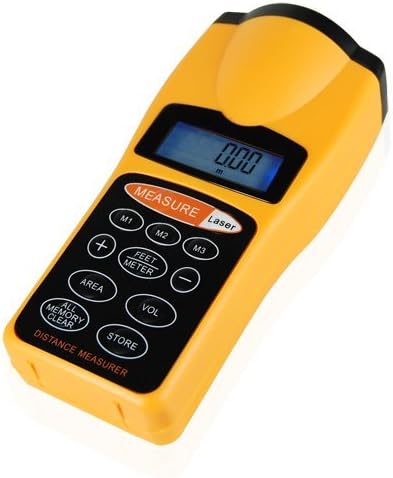 Mini Digital Handheld LCD Ultrasonic Tape Measure Distance Meter &amp; Laser Pointer Volume Range Finder--Yellow-02