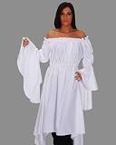 Renaissance Long Chemise White Off Shoulder Tops SC88527A