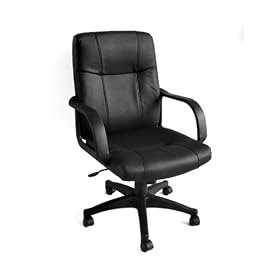 "Madison" Leather Executive Office Chair w/ Black Base & Gas Lift & Tilt w/ Lumbar Support