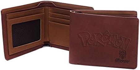 AYHENG English Pokemon Logo Embossed Leather Bifold Billfold Wallet