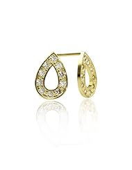14K Yellow Gold Sparkling Rain Drop Earring with Screw Back For Girls