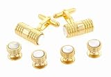 JJ Weston end set cufflinks and shirt stud formal set with mother of pearl with presentation box. Made in the USA