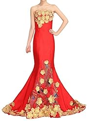 Strapless Mermaid Lace-Up Applique Chiffon   Ball Gown Evening Dress/Homecoming Dress/Prom Dress/Party Dress/Wedding Dress 