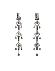 By Socheec 14kt Gold Diamond Pave Gemstone Dangle Earring Fashion Jewelry