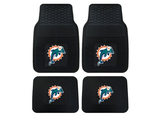 A Set of 4 NFL Universal Fit Front and Rear All-Weather Floor Mats - Miami Dolphins