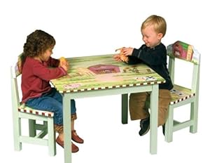 Guidecraft Farmhouse Table & 2 Chairs Set