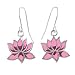 Pretty Pink Lotus Flower Dangle Earrings in Sterling Silver, #8745